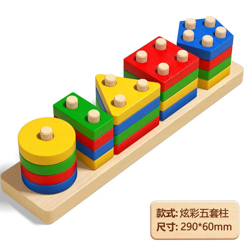 Montessori Wooden Sorting Stacking Toys for Toddlers
