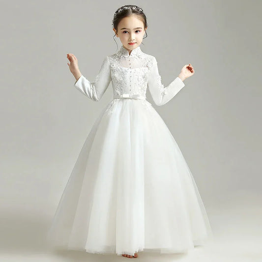 Evening Princess Girls Party White Prom Tulle Dress