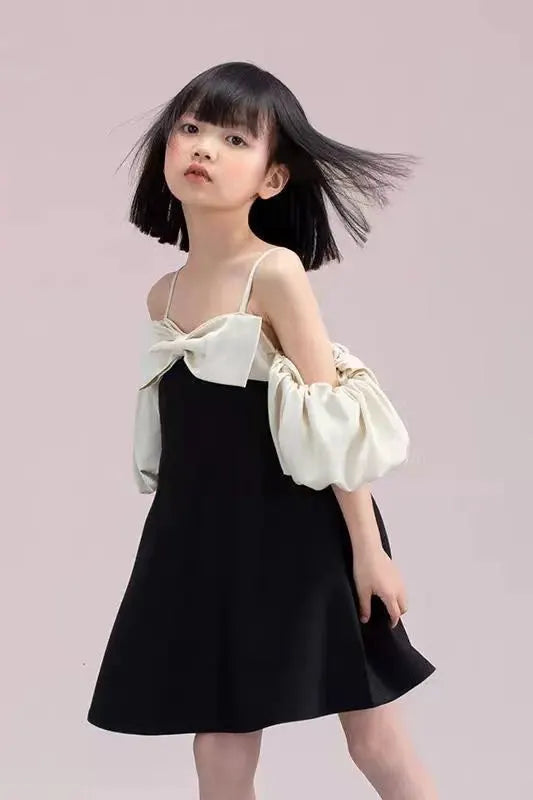 Young Girls New Design Dresses Two Ways To Wear Clothes 2025 Fashion Elegant Bow Patchwork High Grade Teen Girls Dress 5-14Years