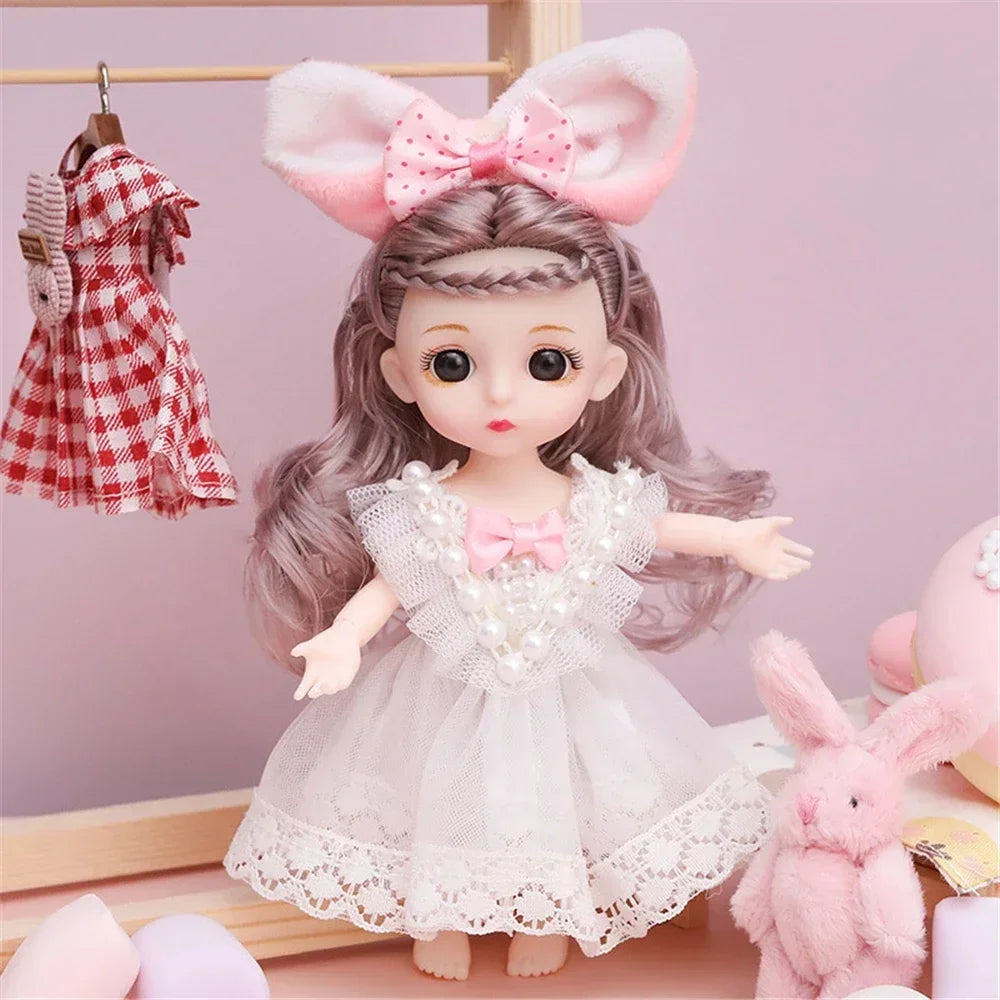 16cm 1/12 Girl Princess Doll BJD Doll with Clothes Shoes Movable 13 Joints Cute Sweet Face Child Gift DIY Dress Up Toys for Kids