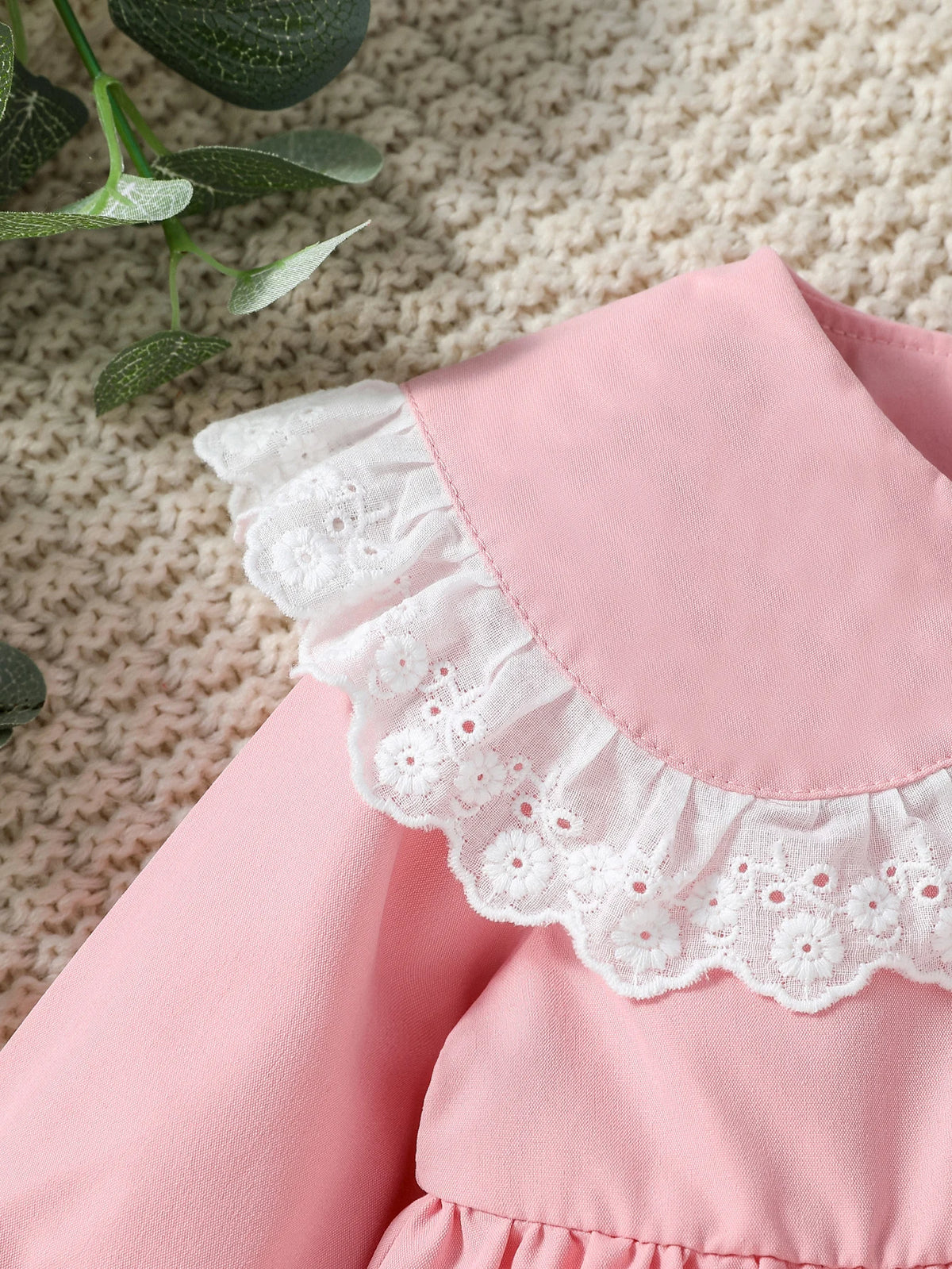 2025 Baby Girls' Dresses Autumn New Style Long Sleeve Doll Collar With Lace Princess Dresses