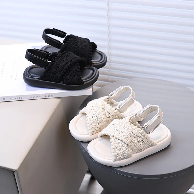 Girls Summer Beach Shoes Ethnic Style Kids Casual Sandals Soft Sole