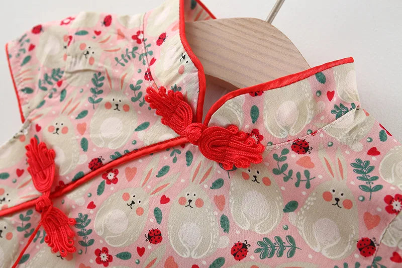Baby Girl Qipao Dress for Summer Cotton Wear