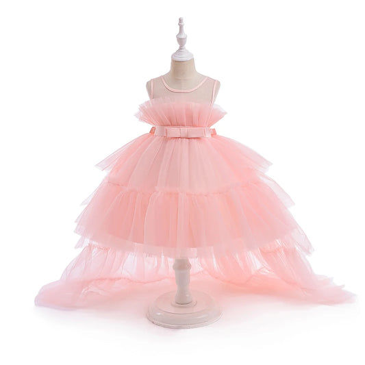 Summer Baptism Bridesmaids Party Baby Girls Dresses Tulle Trailing Wedding Birthday Princess Dress