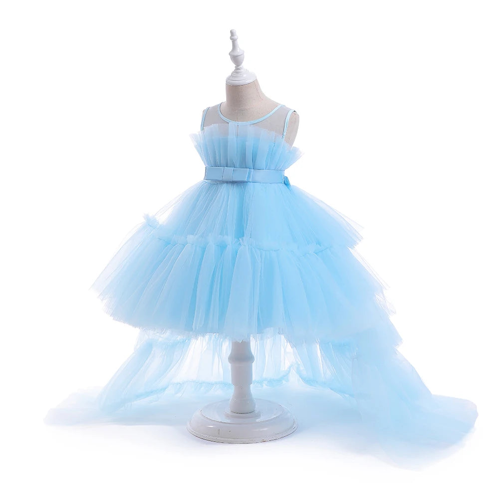 Summer Baptism Bridesmaids Party Baby Girls Dresses Tulle Trailing Wedding Birthday Princess Dress