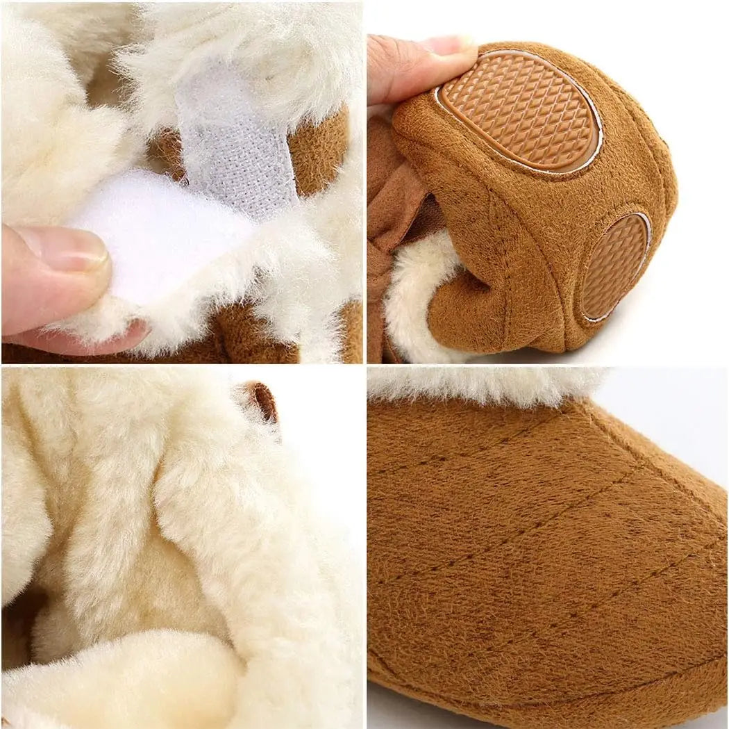 1Pair Baby Boots, Baby Girl Cute Bowknot Snow Boots, Soft Sole, Non-slip, Warm, Winter Padded Newborn Baby Walking Shoes