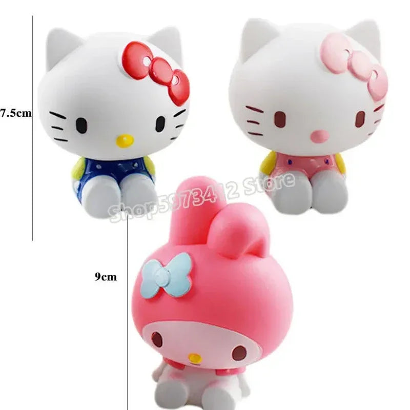Hello Kitty Kuromi Melody Cinnamoroll Action Figure Toys Dolls Model Ornament Desktop Sanrio Birthday Gifts Cake Decoration Gift