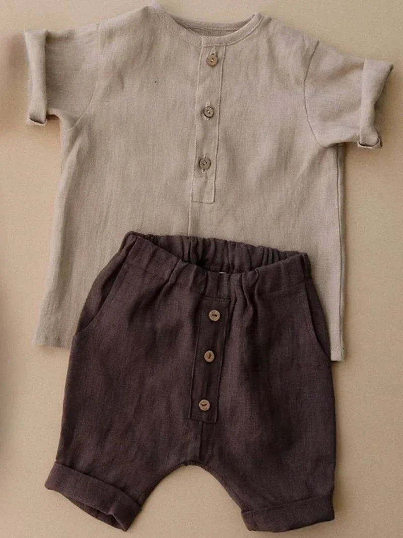 Ashton Boys Linen Shorts Outfit