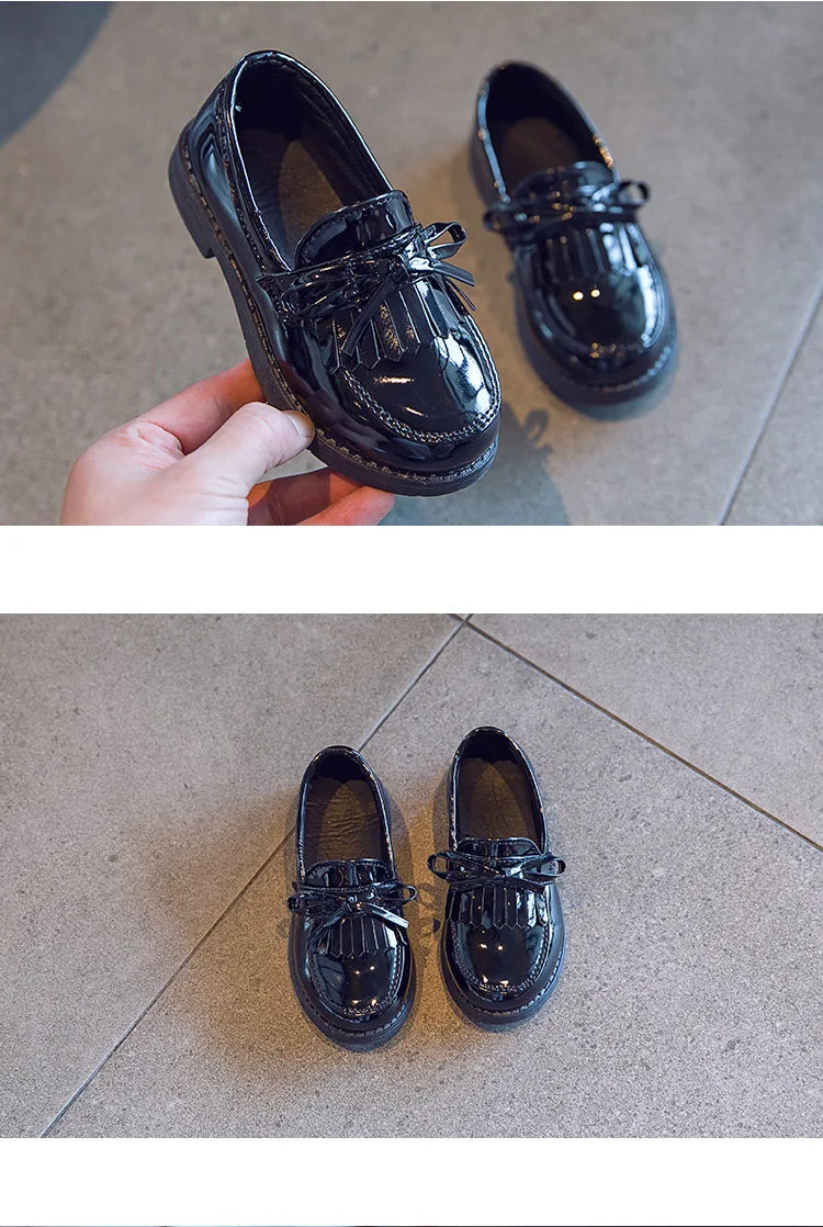 Athena Girls Leather Casual Shoes - Slip-on Loafers with Tassels