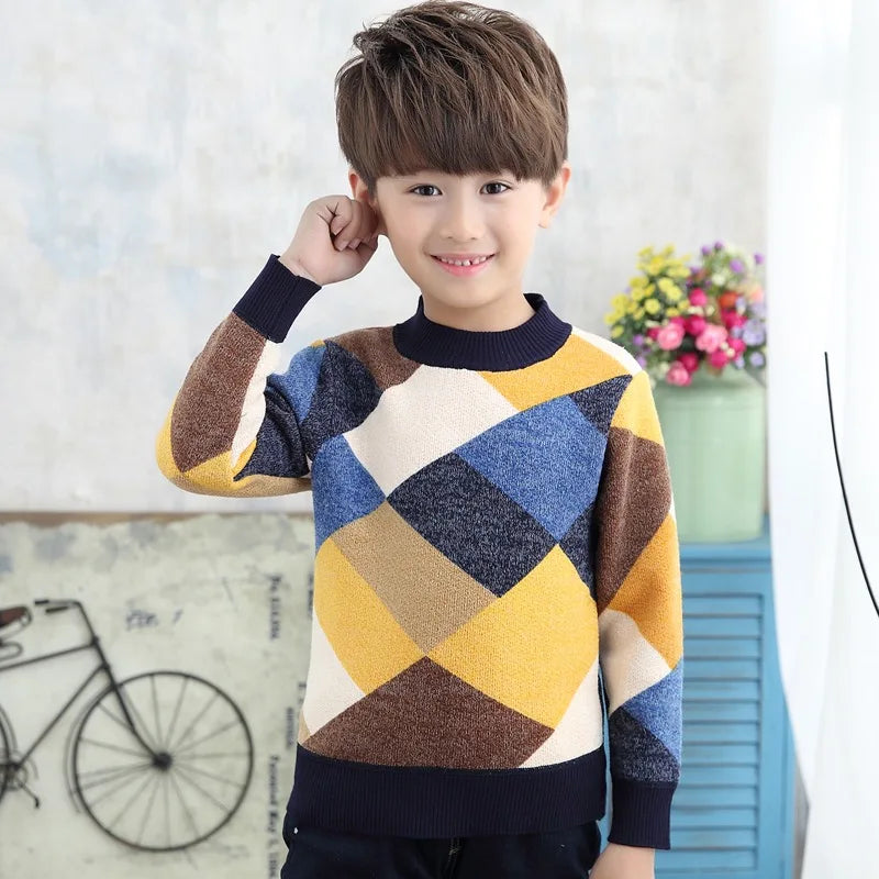 Fernelis Baby Striped Plaid Sweater