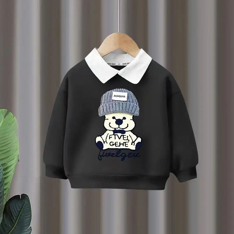 Autumn Clothes Set Boys Pullover with Cartoon Print