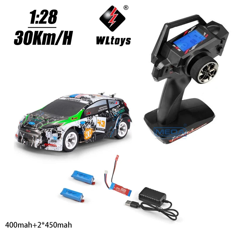 Wltoys 284010 30Km/H Mosquito RC Car 2.4GHz Off-Road RTR Rally Drift Car 4WD 1/28 V2/LCD/V8 Remote Control High Speed Racing