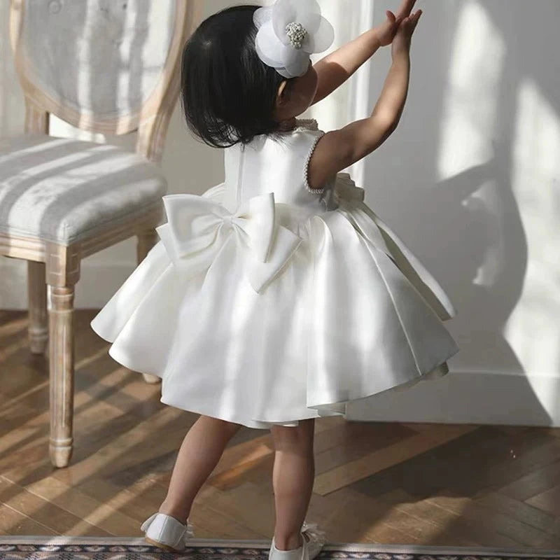 Baby Girl Dress For 1st Birthday, Piano Performance In White  Princess Dress