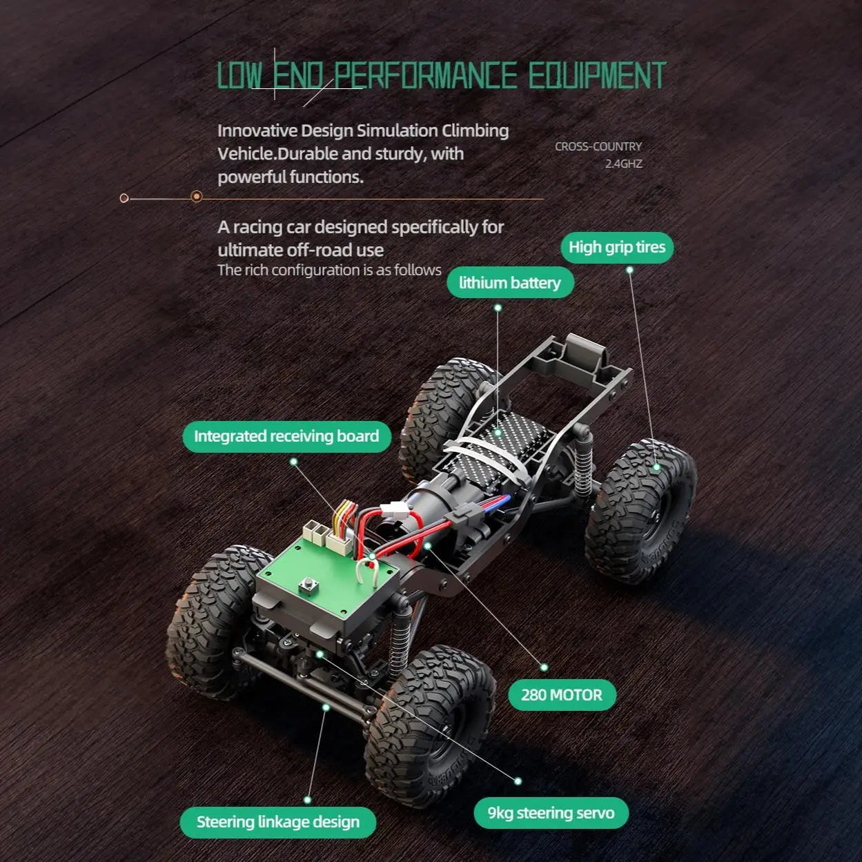 1:16 HBToys RC Car with Realistic LED Roof Light RC Crawler Vehicle R1611 4x4 Off-Road Full Functionality Alloy Drive Shaft