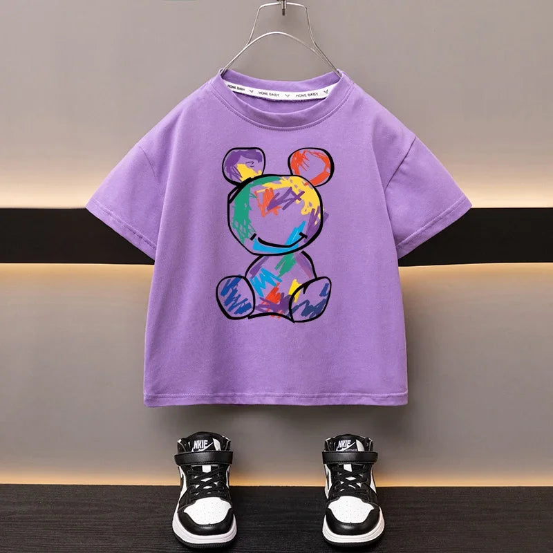Enmanuel Bear Printed Short Sleeve Tees - GuGuTon baby store - Baby Fashion - Toddlers Outfits - Babies Outfits - Toddler Clothes - Kids Clothing - Newborn Clothes - Newborn Wear - Kids Wear - Trending Clothes - Trending Outfits - Fall Fashion - Winter Fashion - Girls Clothes - Boys Clothes - Babies Wear - Kids Accessories - KidsWear - Summer Clothes - Summer Fashion - Summer Trend - Falls Sweaters - Tops - Bottom - Jeans - Blouse - Dresses - Newborn Dresses - Toys