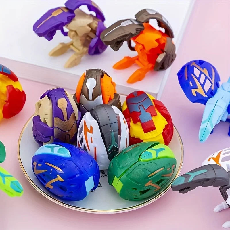6Pcs Dinosaur Transformer Robot Toy - Color Changing, Easter Eggs, Holiday
