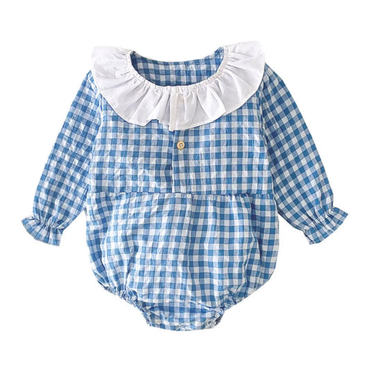 Round Collar Plaid Bodysuit