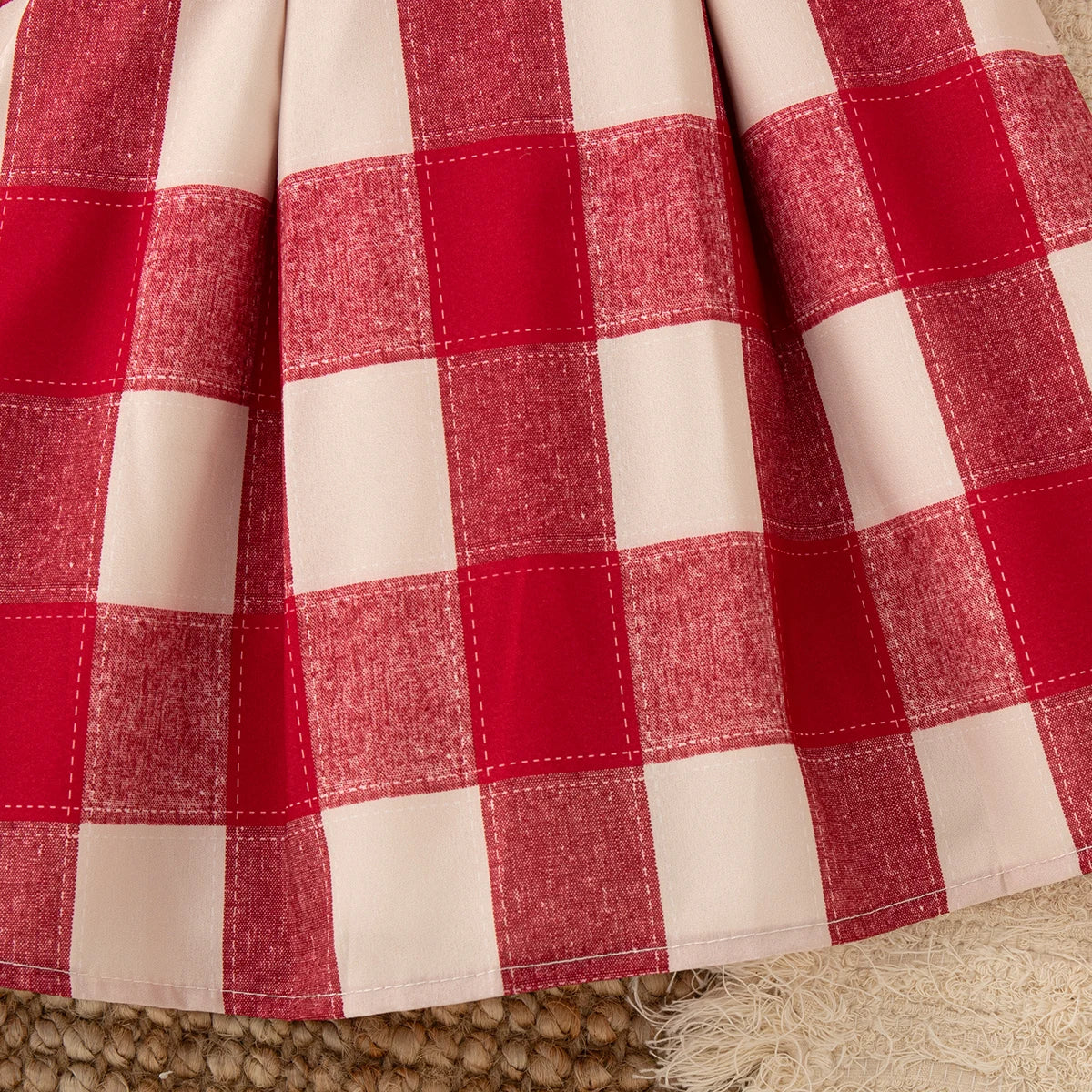 Baby Girl Summer Dress in Red Cherry Plaid