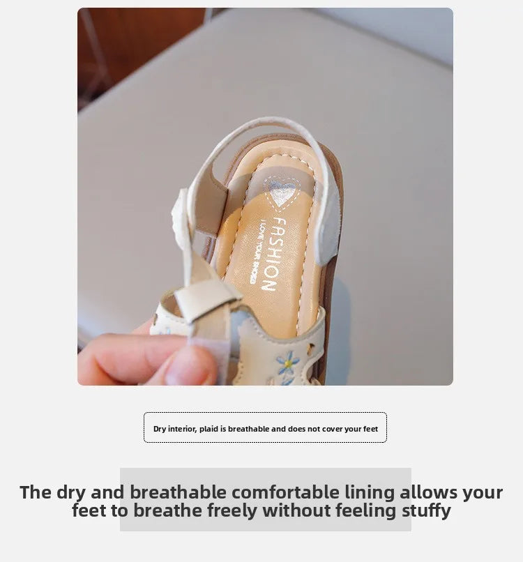 Girl Baby Sandals Spring Summer New Embroidered Closed Toe Soft Sole Chinese Style Flats Princess Shoes Sandal