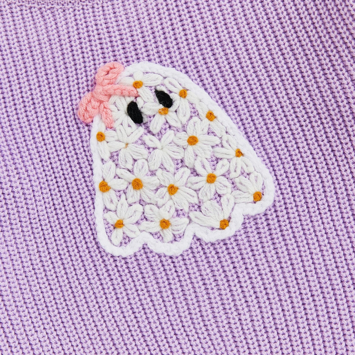 Kimberly Girl Halloween Sweater Long Sleeve Round Neck Ghost