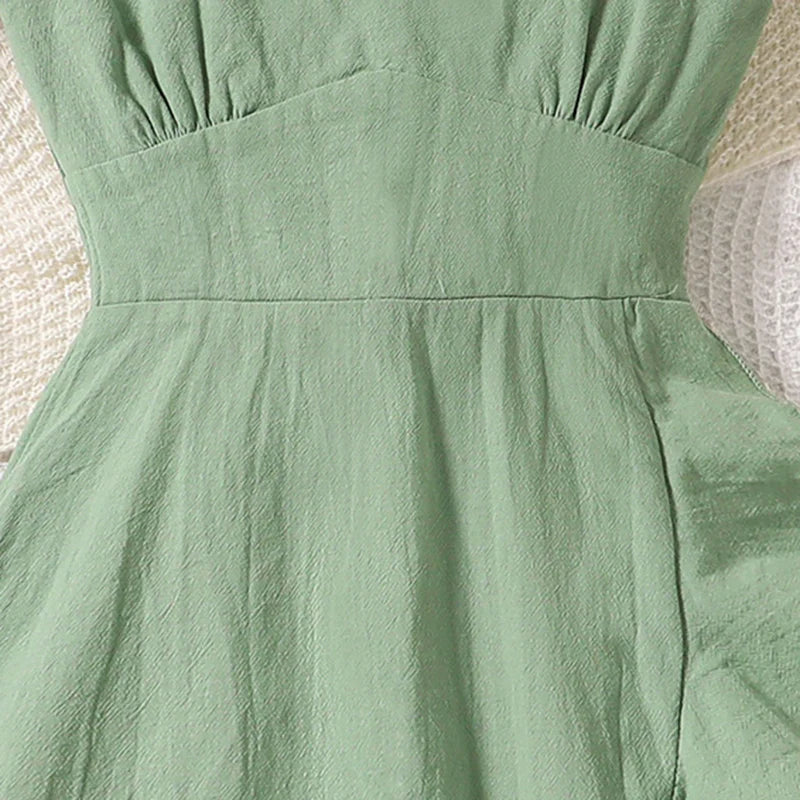 Summer Girl's Dress 8-12 Years Old Cute Bow-Embellished Slip Panel