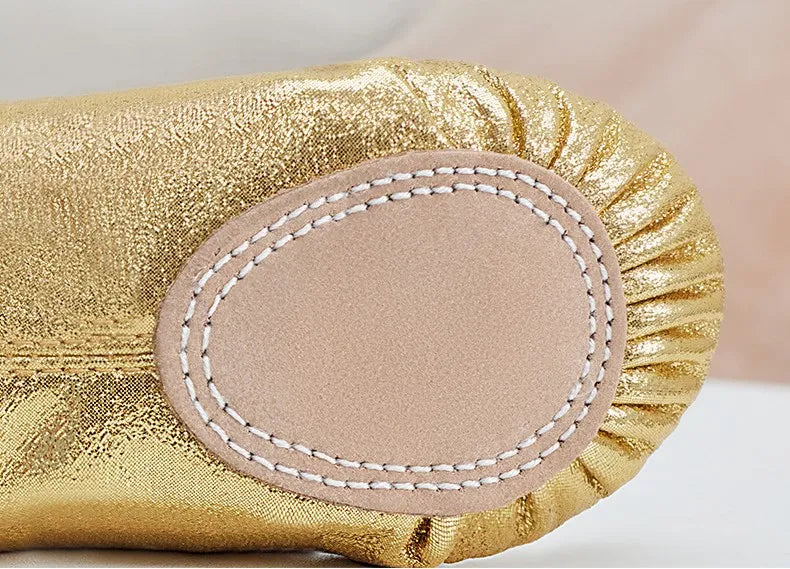 Girl Ballet Shoes Glitter Split-Sole Dance Slippers Toddler Kids Practice Shoes Flats Soft Lightweight  Elastic Laces Colorful