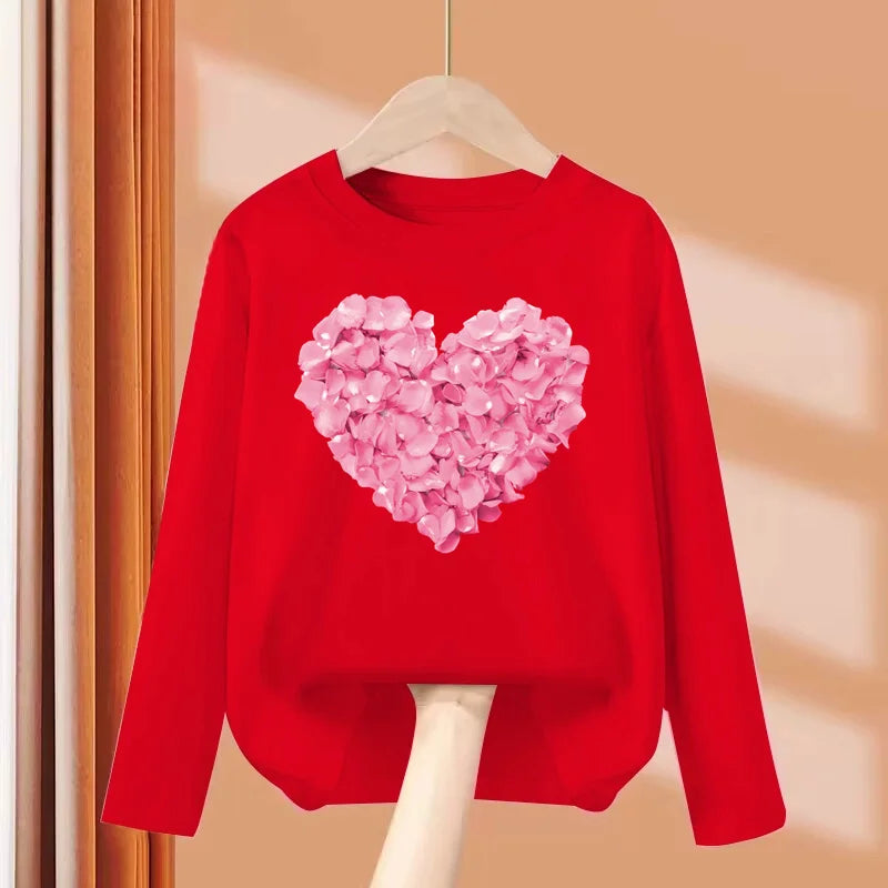 Sophia Children Long Sleeved Heart Shaped Design T-shirt Spring