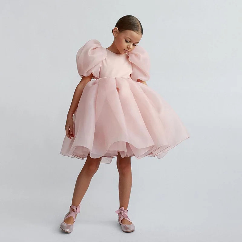 Claudia Puff Sleeve Gala Tutu Birthday Bow Outfits Flower