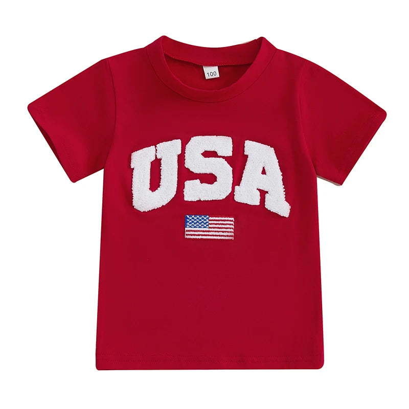Yudy Patriotic Short Sleeve Loose Fit Top