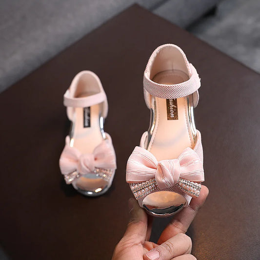2026 New Children Sandals Rhinestone Bow Wedding Princess Girls  Shoes