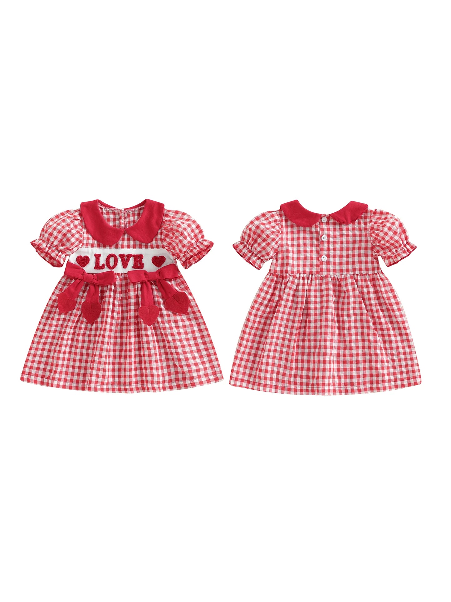 Valentine's Day Dress for Girls with Heart Embroidery