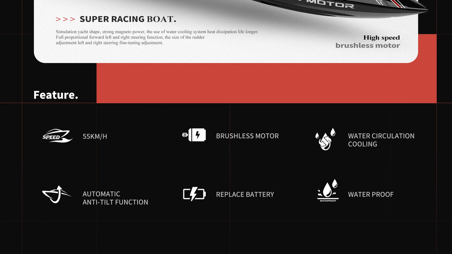 2.4Ghz 55KM/H Brushless High Speed Racing Ship Remote Control
