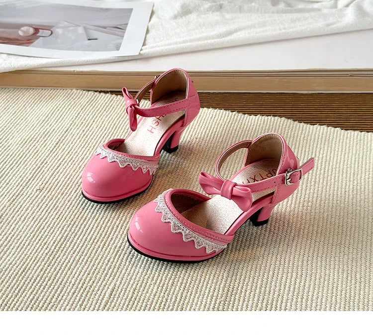 New Leather Shoes Fashion Versatile Comfort Girl Shoe Princess Exquisite Casual High-heeled Sandals Performance Classic Kid Shoe