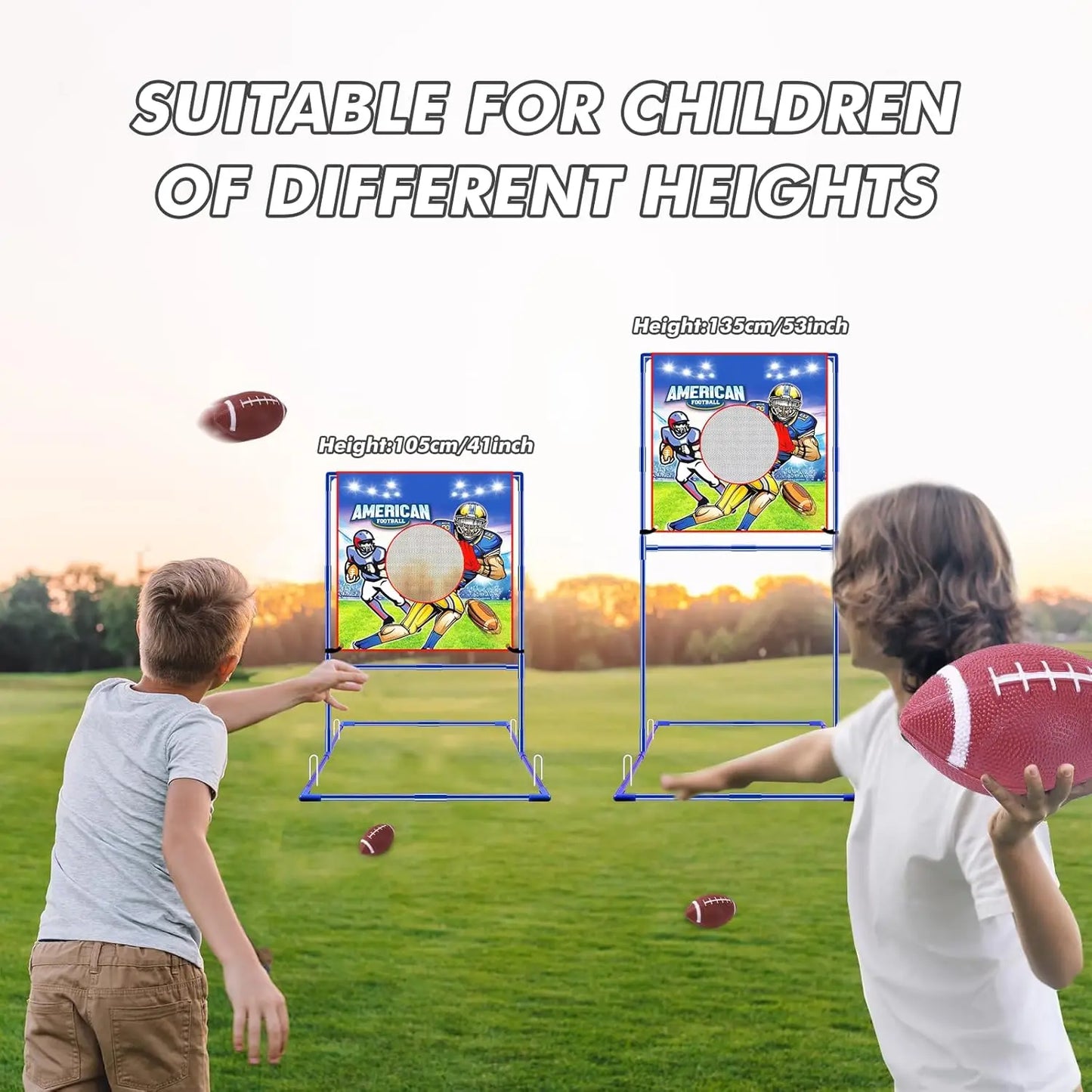 VATOS Rugby US Football Toss Target Games with 4 Inflatable Footballs