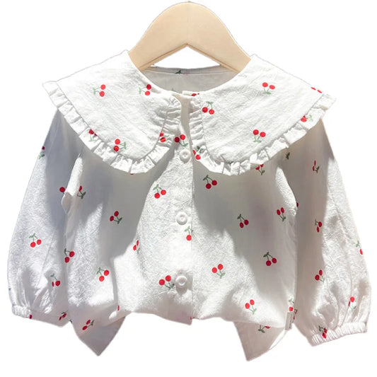 Aura Floral Long-Sleeve Spring Fall Cotton Tops