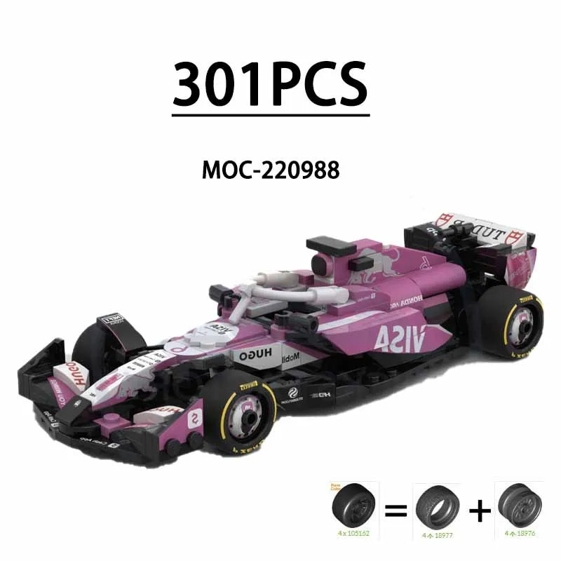 F1 Racing Car Building Blocks 8-Grid Racing Champion Vehicle (With Stickers) Children's Birthday Gift Christmas Toy Gift