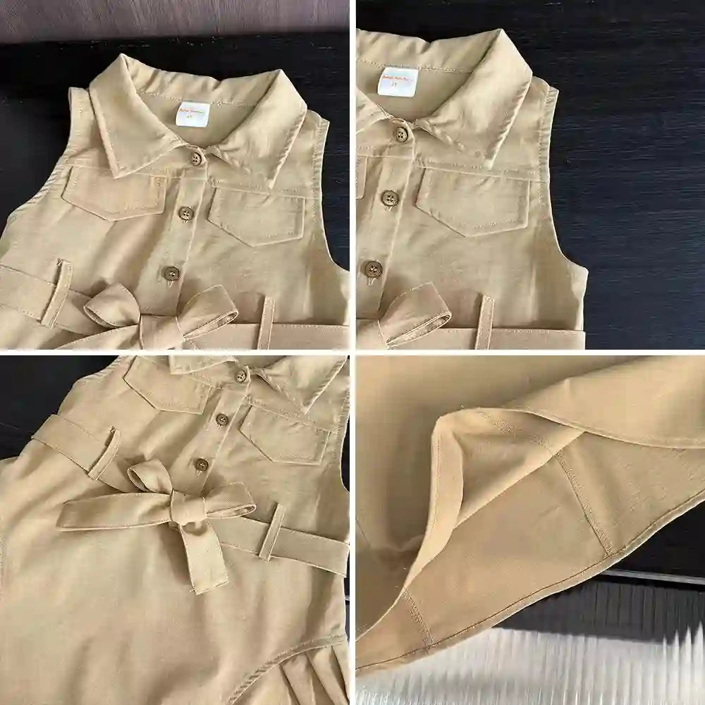 Bear Leader Fashion Girls Windbreak Dresses Summer Sleeveless Dress