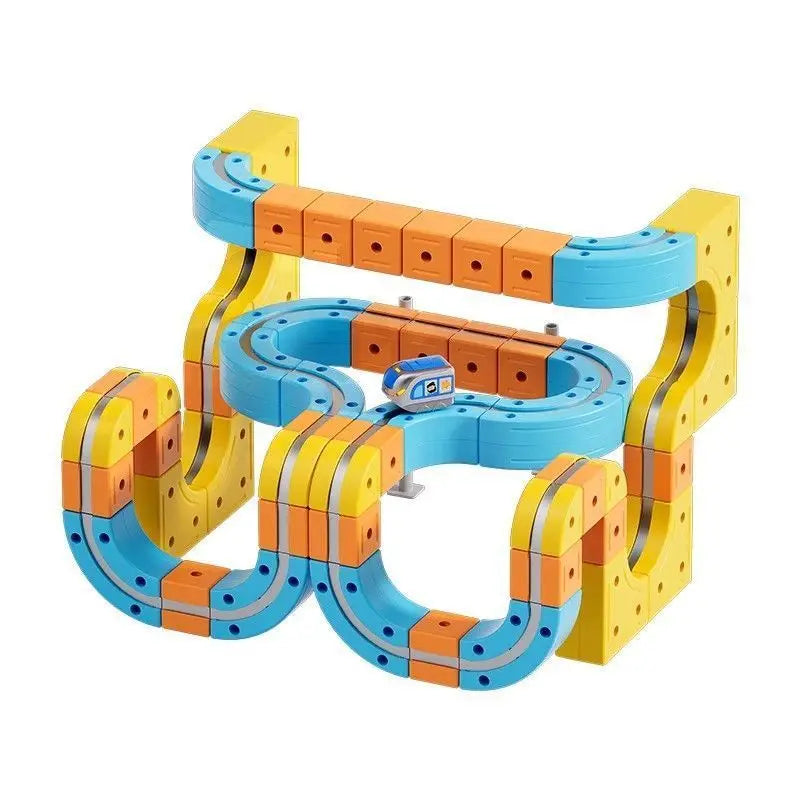 Children'S Puzzle Electric Magnetic Track Set With Anti-Gravity Vehicles