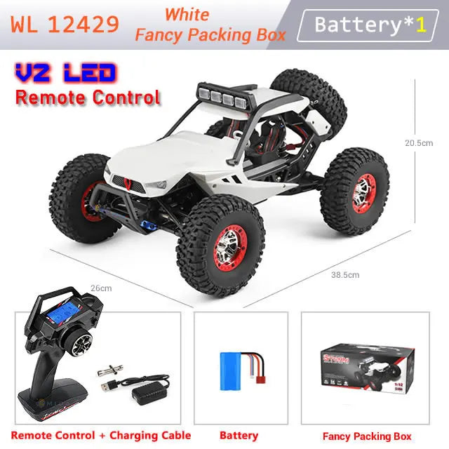 New WL 12429 WLtoys 1:12 4WD RC Racing Car High Speed Off-Road LED Remote Control Alloy Crawler Truck Light Buggy Toy Kids Gift