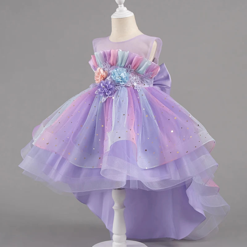 Girls Princess Dresses Tailing Flower Sleeveless Kids Wedding Dresses