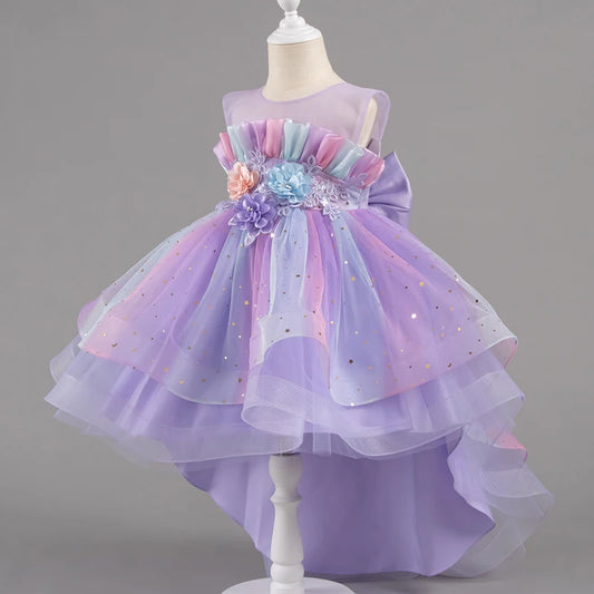 Girls Princess Dresses Tailing Flower Sleeveless Kids Wedding Dresses