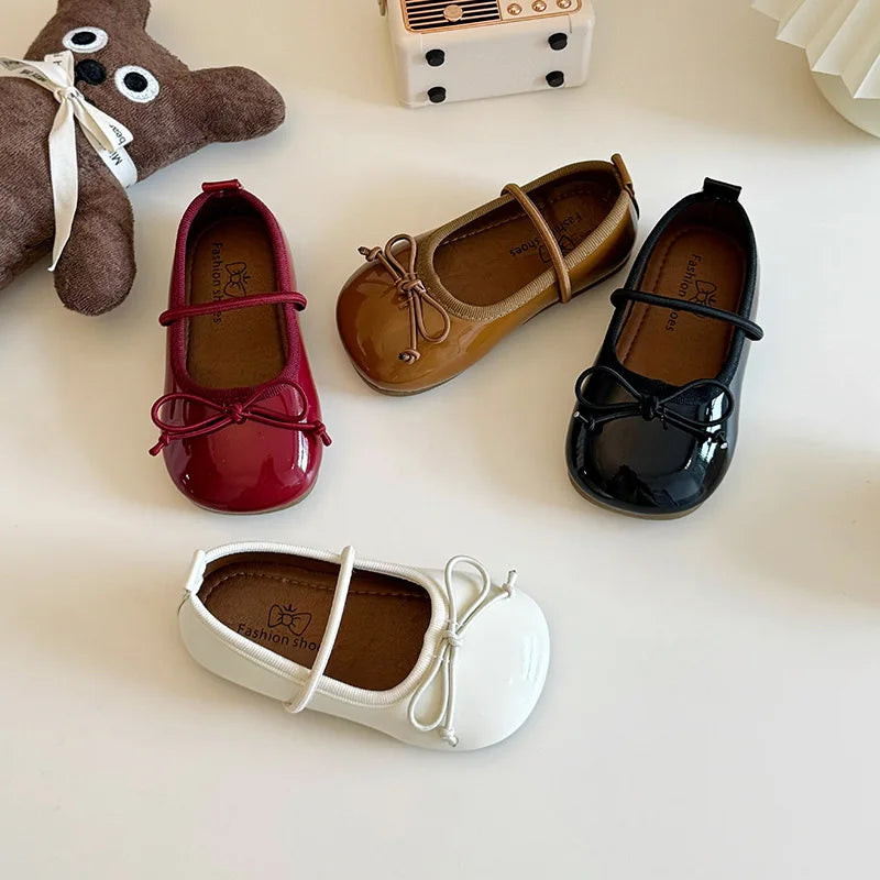 Girl Korean Version Mary Jane Slip-on Small Shoes 2024 Spring and Autumn New Soft Sole Bow Small Shoes