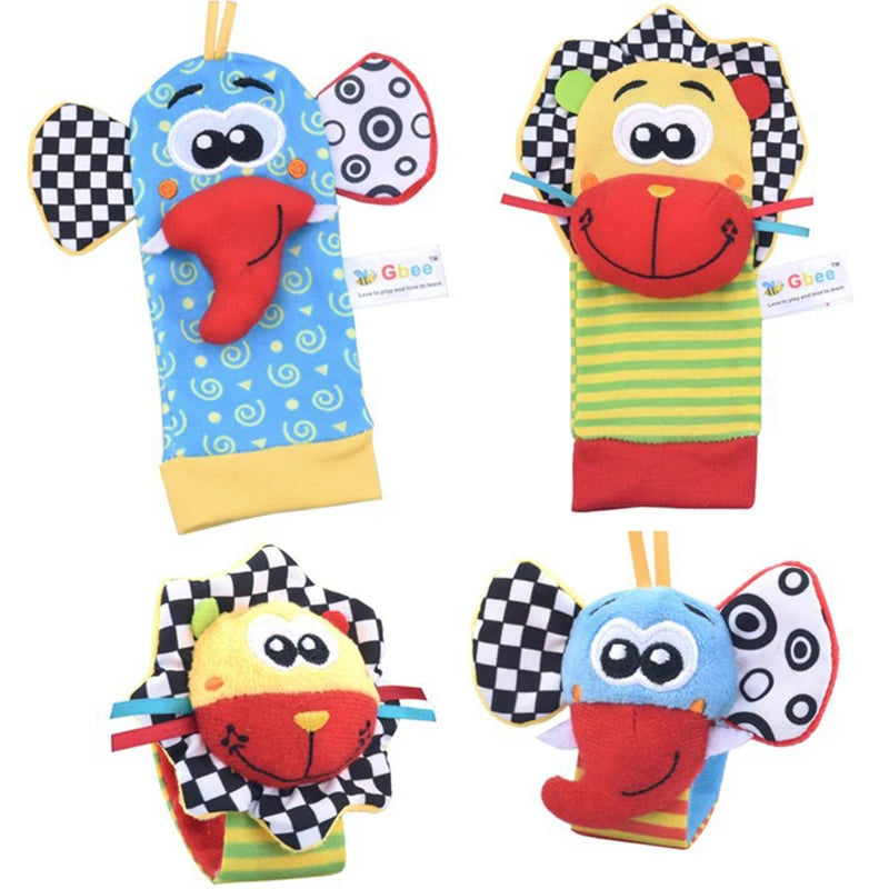 Baby Wrist Rattles Socks Newborn Animal Socks Infants Foot Finder 0-12 Months