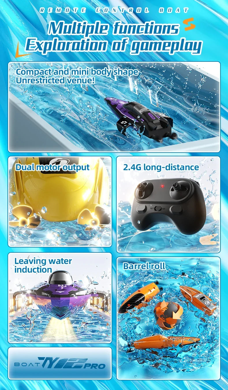 Popular 2.4G Mini Remote Control Boat - Dual Motor Waterproof Electric Speedboat