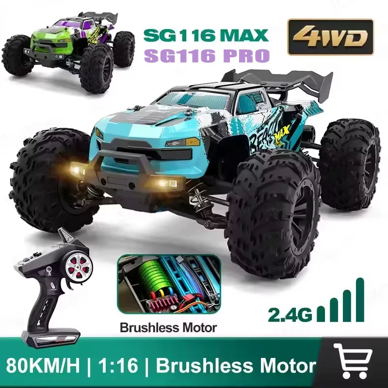 1:16 MAX/PRO Remote Control Car High Speed 80KM/H 4WD Off-Road Drift RC Racing Vehicle For Kids Adults Outdoor Toys Truck Gifts