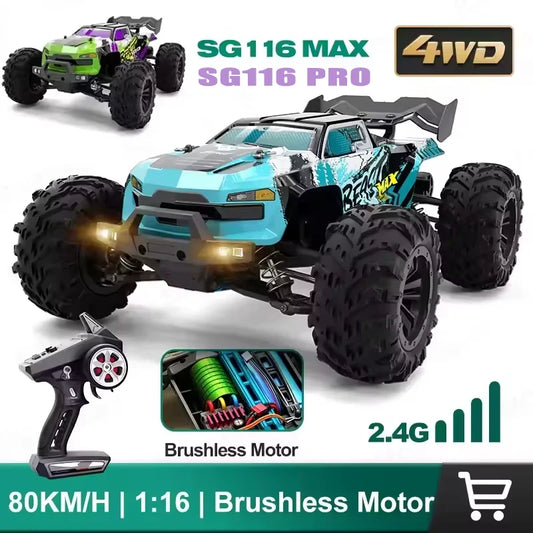 1:16 MAX/PRO Remote Control Car High Speed 80KM/H 4WD Off-Road Drift RC Racing Vehicle For Kids Adults Outdoor Toys Truck Gifts