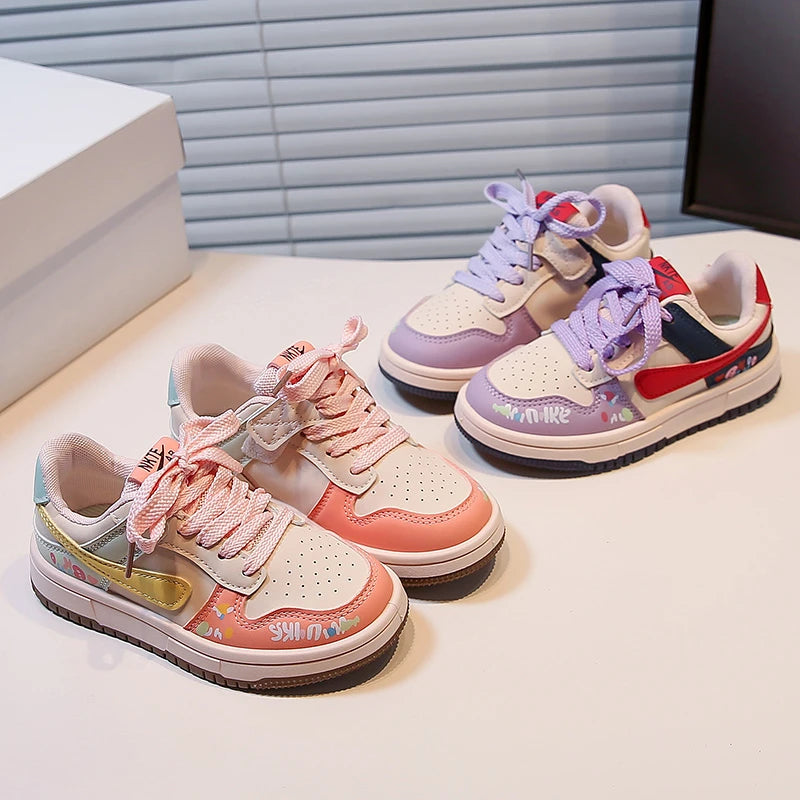 Girls Shoes Children Fashion Hip-hop Punk Graffiti Skateboard