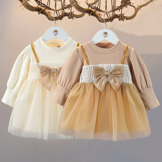 Elegant Baby Girl's Dress Spring Autumn Long Sleeved Princess Style Birthday Party Dress