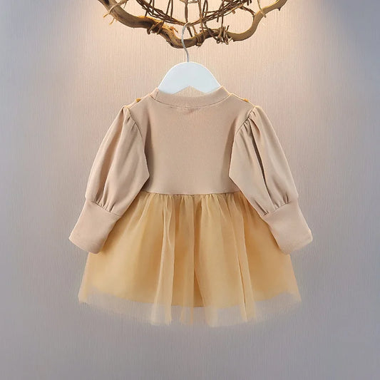 Elegant Baby Girl's Dress Spring Autumn Long Sleeved Princess Style Birthday Party Dress