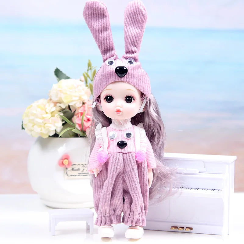 17CM Movable Joint Doll Girl Dress Up Dollhouse Makeup DIY Toys Cute Safety Baby 3D Doll Babies Toddler Princess Beautiful Gift